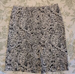 Chic Talbots Black and White Paisley Pencil Skirt NWOT
